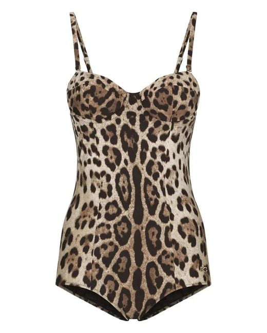 Dolce & Gabbana Black Leopard Swimsuit