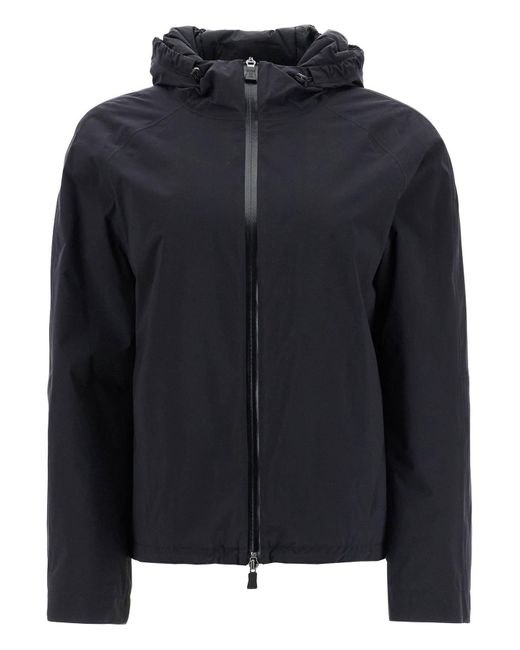 Herno Black Kurzer schwarzer wasserdichte Polyamidjacke mit Kapuze und Reißverschluss