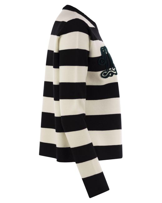 Max Mara Black Viterbo Wool Sweater With Embroidery