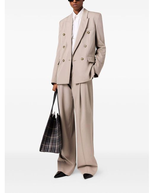 Stella McCartney Natural Pleated Wool Trousers