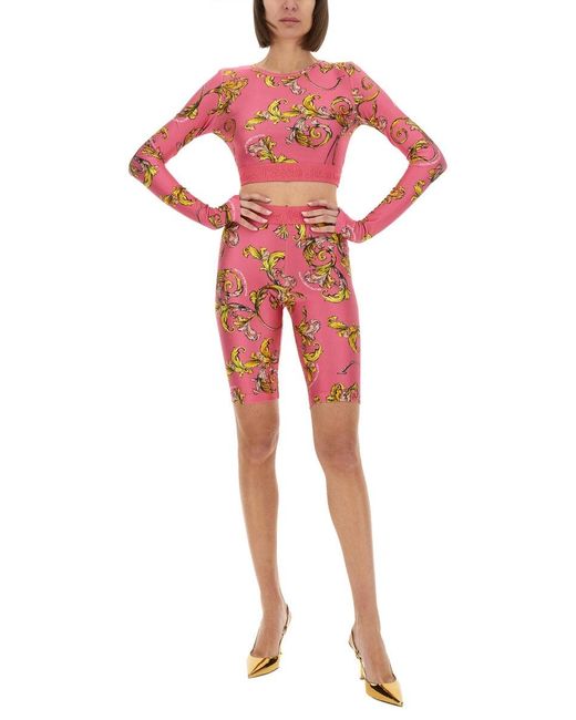 Versace Jeans Couture Red "Outline Baroque" Short Top
