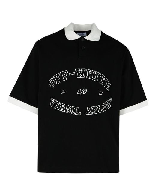 Off-White c/o Virgil Abloh 'College' schwarzes Baumwoll -Polo -Hemd in Black für Herren