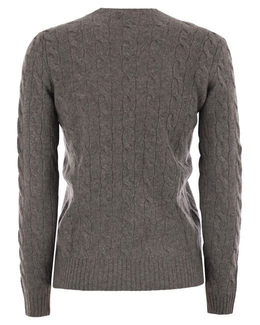 Polo Ralph Lauren Gray Plaited Wool And Cashmere Crew-Neck
