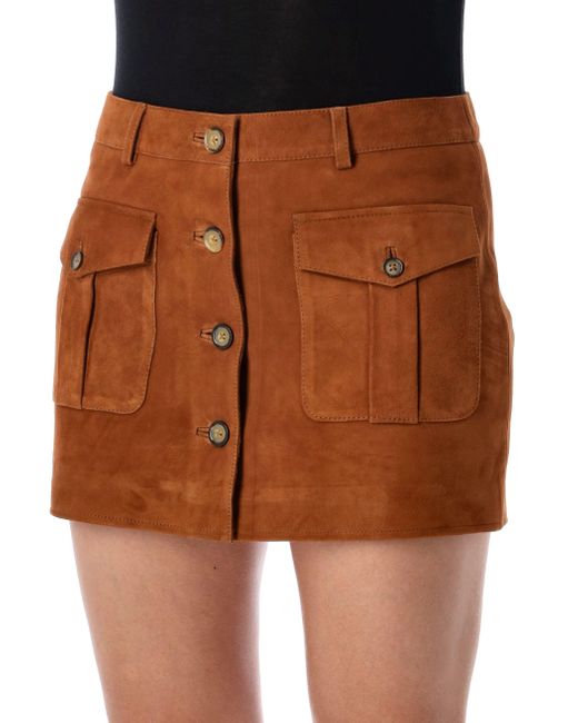 THE GARMENT Orange Suede Mini Skirt With Buttons