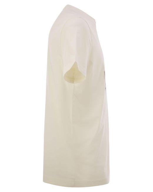 Camisa de algodón con logotipo sombreado Moncler de hombre de color White