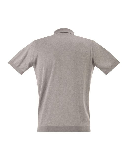 John Smedley Gray Adrian Cotton Short Sleeved Polo Shirt