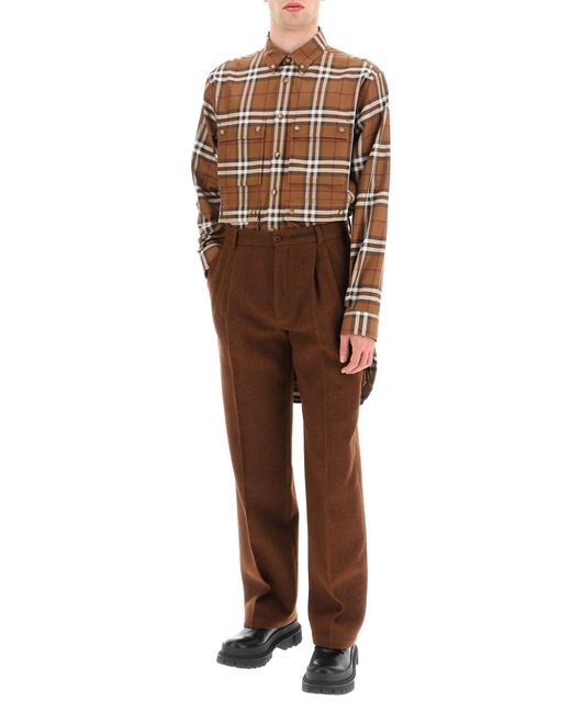 Burberry Tweed Broek Met Tartan Paneel Aan De Achterkant in het Bruin voor  heren | Lyst NL