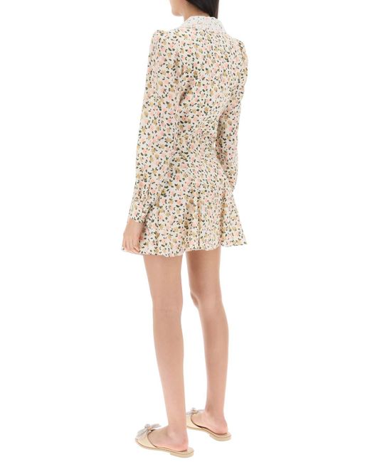 Alessandra Rich Natural Mini -Kleid mit Spitzenkragen