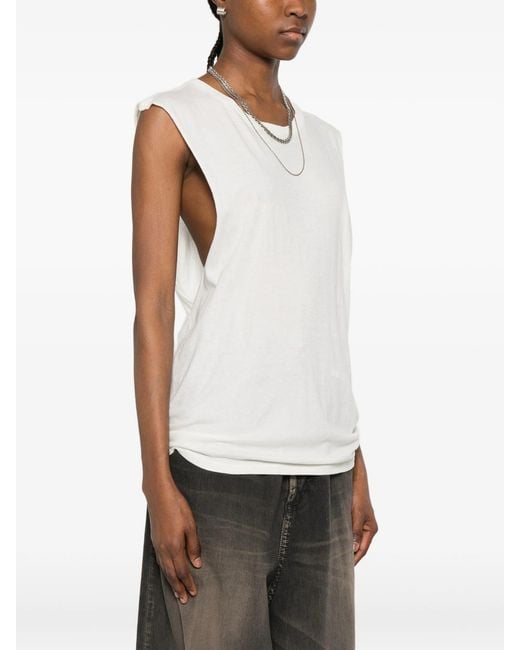 R13 White Twisted Back Sleeveless T