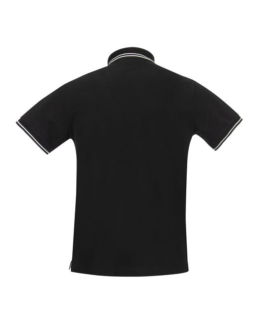 Slim Cotton Polo Shirt di Stone Island in Black da Uomo