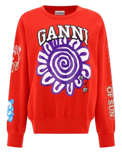 Ganni Red "Magic Power" Sweatshirt