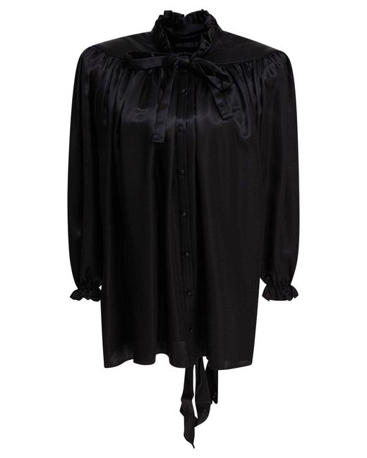 Balenciaga Black Lace-Up Blouse