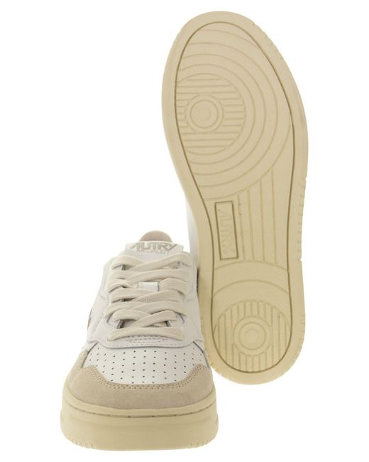 Autry White Medalist Low Leather And Suede Sneakers