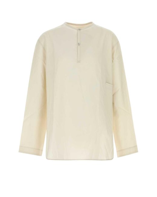 Lemaire Men's White Sand Poplin Vareuse Shirt