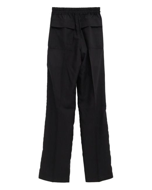 Rick Owens Black Drawstring Cotton Trousers