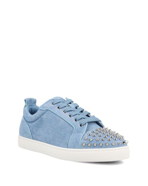 Christian Louboutin Blue Louis Junior Spikes Leather Sneakers for men
