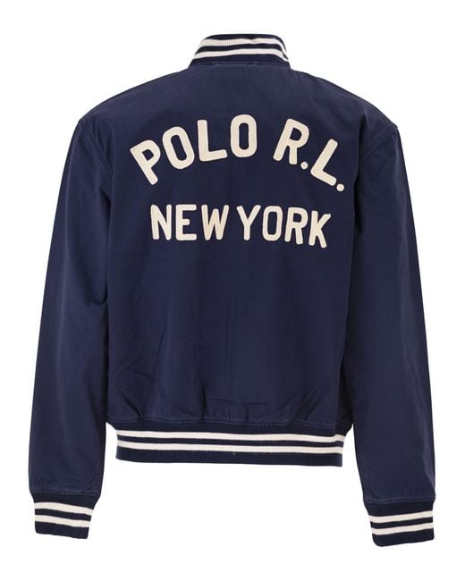 Polo Ralph Lauren Blue Embroidered Canvas Sports Jacket for men