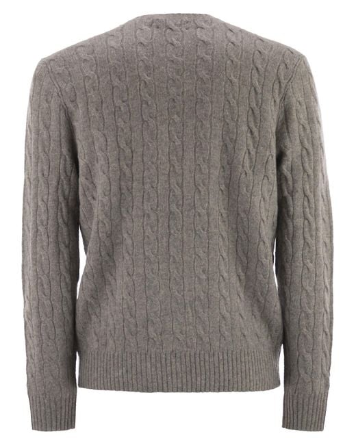 Polo Ralph Lauren Gray Wool And Cashmere Cable-Knit Sweater for men