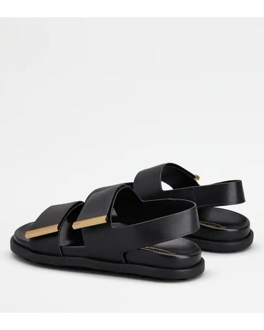 Tod's Black Leather Sandal
