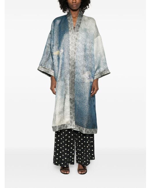 Pierre Louis Mascia Blue Printed Kimono Jacket