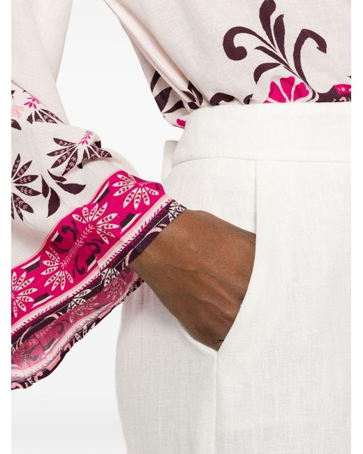 Via Masini 80 White Linen Trousers