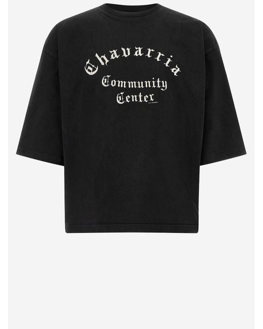 Willy Chavarria Black Cotton T Shirt With Logo for men