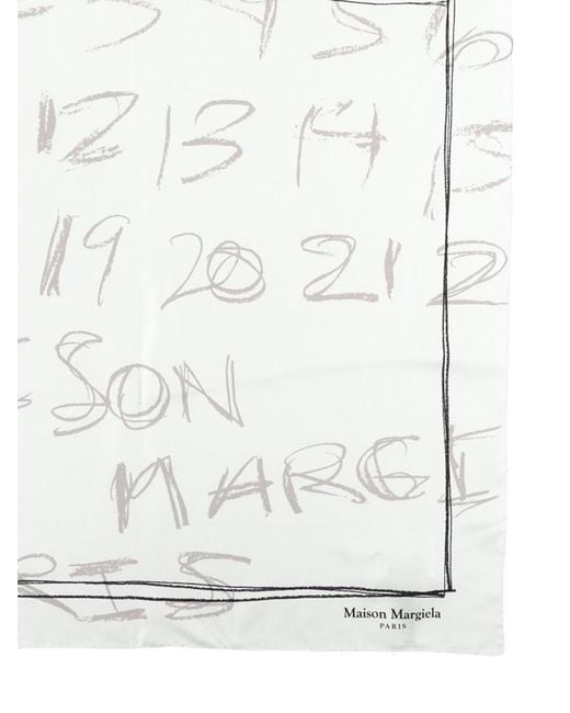 Maison Margiela White Silk Numerical Foulard