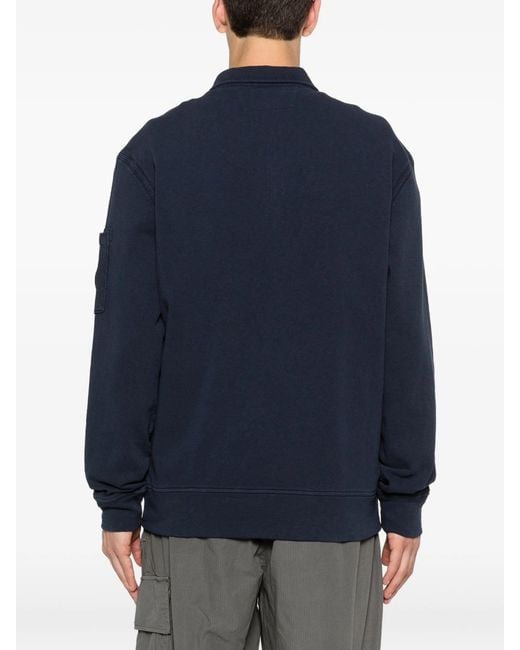 C P Company Blue Sweatshirts Polo Collar