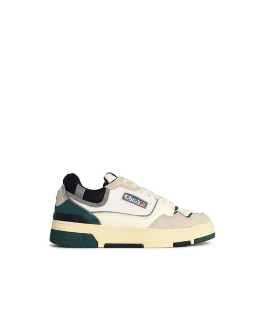 'CLC Low' White and Green 'Forest' Suede y Lear Sneakers Autry de hombre