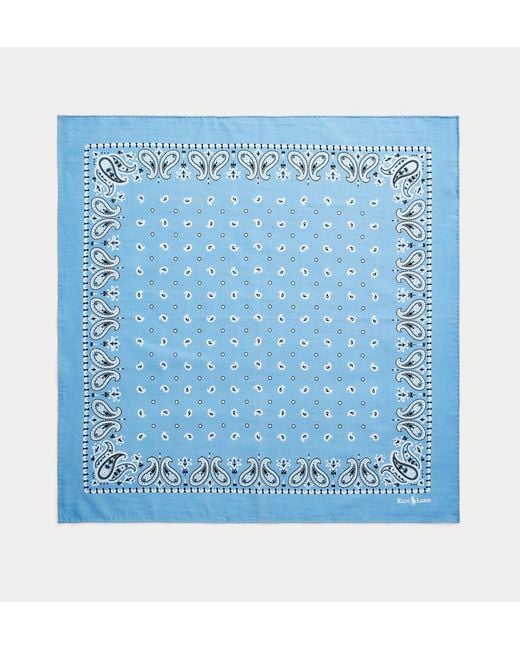Ralph Lauren Blue Paisley Print Bandana Scarf