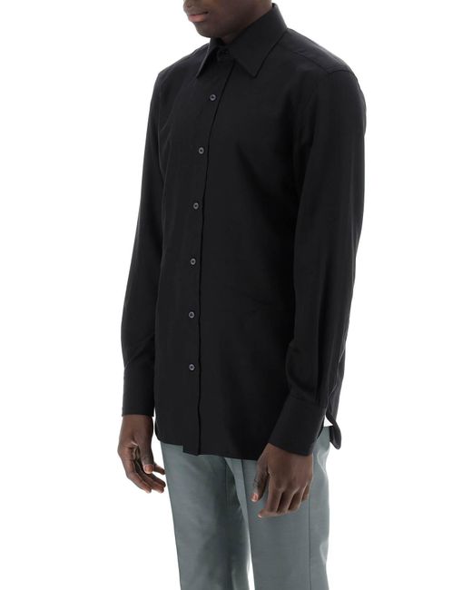 Tom Ford Silk Blend Poplin Shirt in het Black voor heren