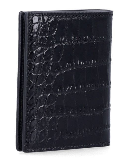 Tom Ford Black Croc-Embossed Leather Cardholder for men