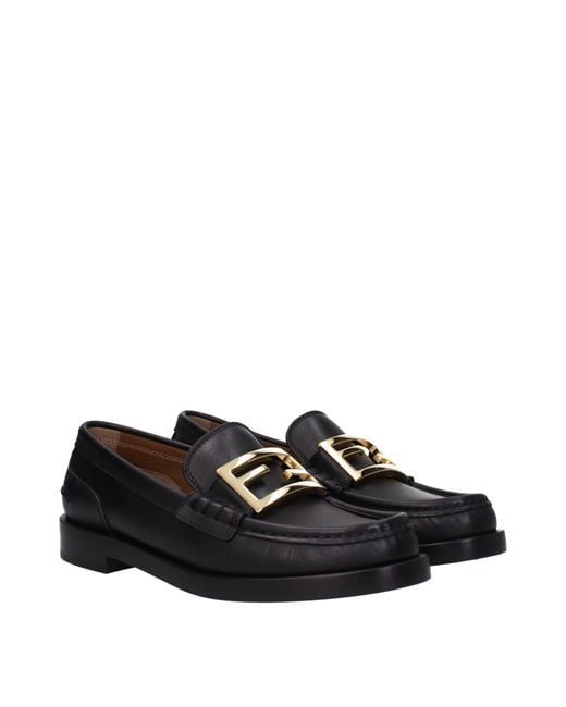 Fendi Black Mocassini Donna Pelle Nero for men