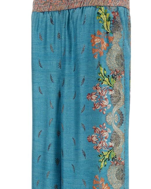 Pierre Louis Mascia Blue Printed Silk Trousers