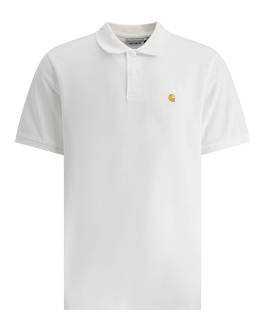 Carhartt White "S/S Chase Pique" Polo Shirt for men
