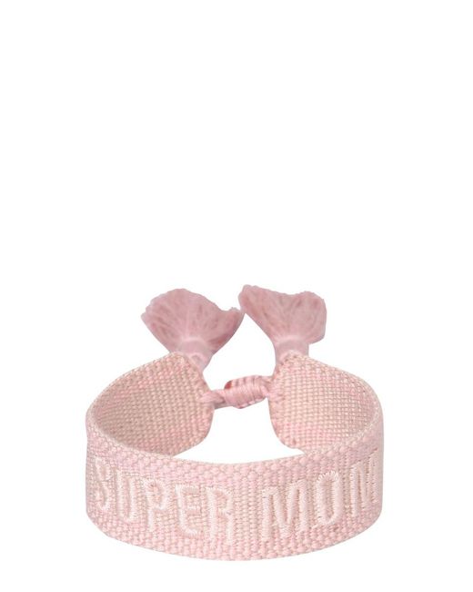 LABEL K Pink Braided Fabric Bracelet