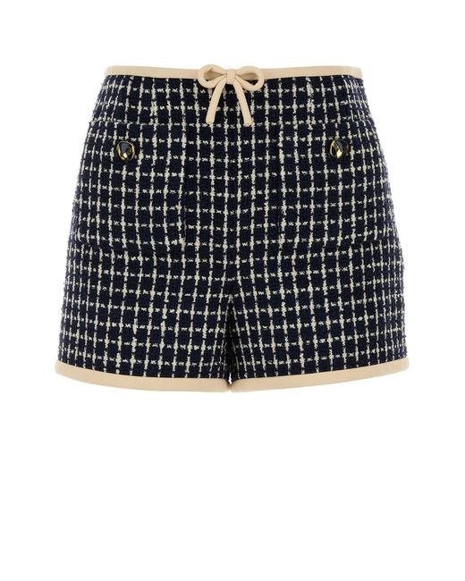 Valentino Garavani Black Embroidered Tweed Shorts