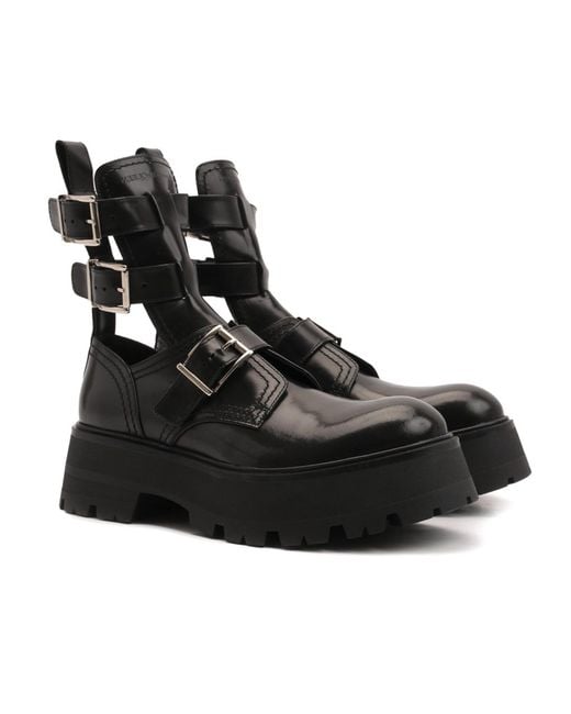 Alexander McQueen Black Rave Leather Boots