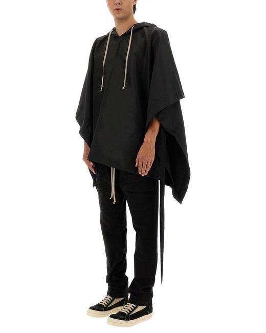 Rick Owens Black Cape With Hood