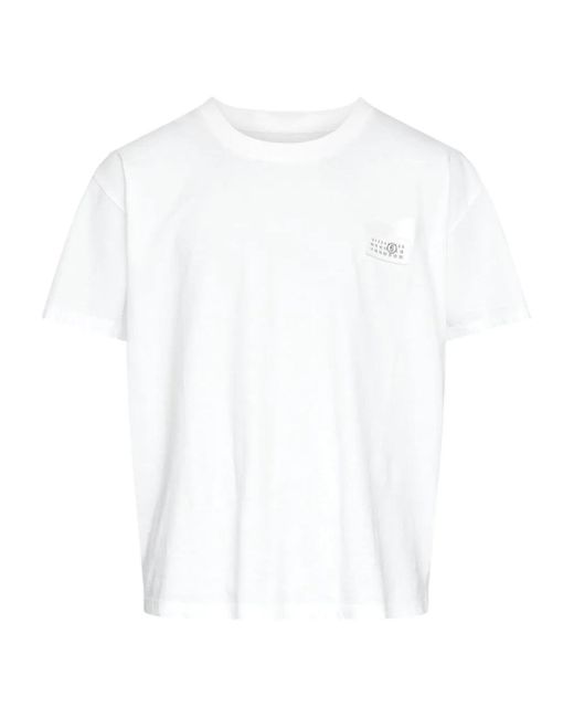 MM6 by Maison Margiela T -shirt Met Nummerpatch in het White