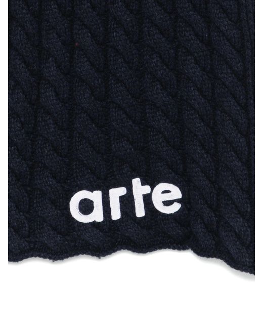 Arte' Blue Textured Logo Scarf for men