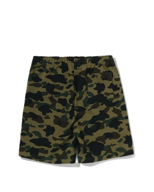 A Bathing Ape Green 1 St Camo Shark Sweat Shorts M