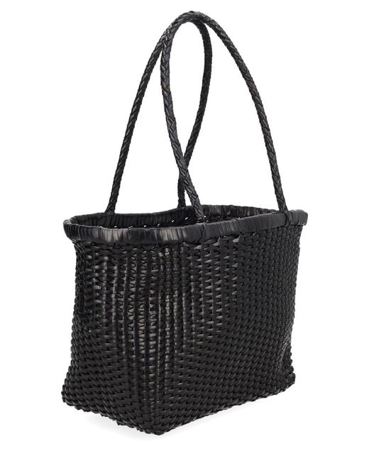 Dragon Diffusion Black Woven Leather Tote Bag