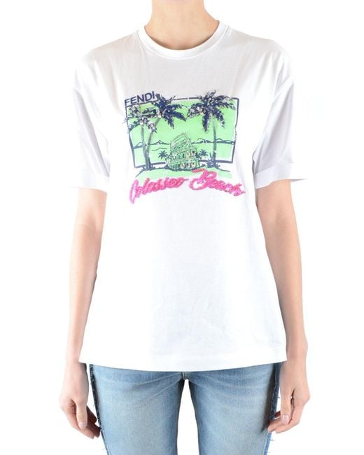Fendi White Tshirt Short Sleeves