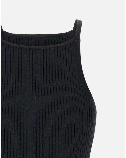 Signature Black Cinbed Knit Top Courreges