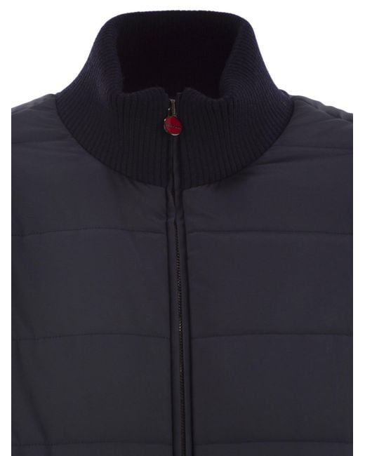 Kiton Blue Technical Fabric Bomber Jacket for men