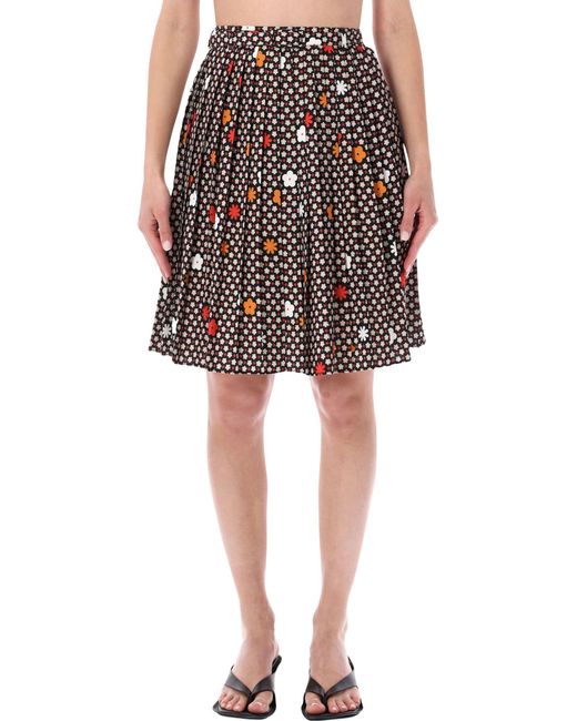 MM6 by Maison Margiela Black Pleated Floral Skirt