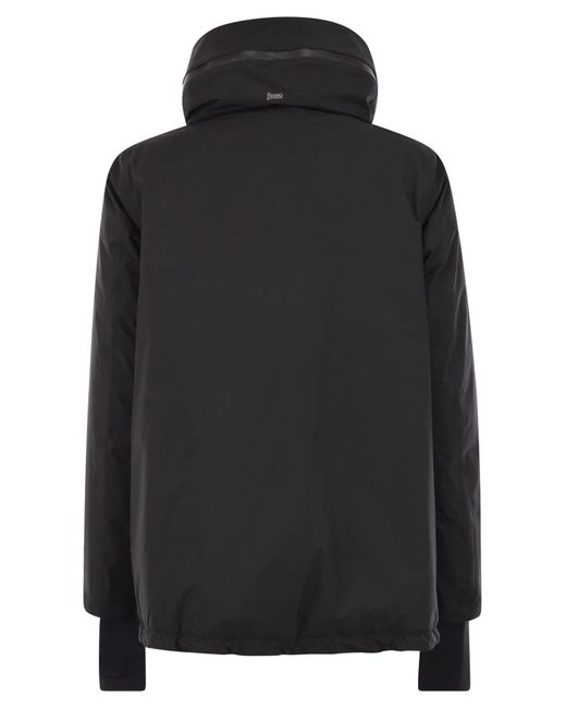 Herno Black A Shaped Down Jacket With Hood, 2 Layers
