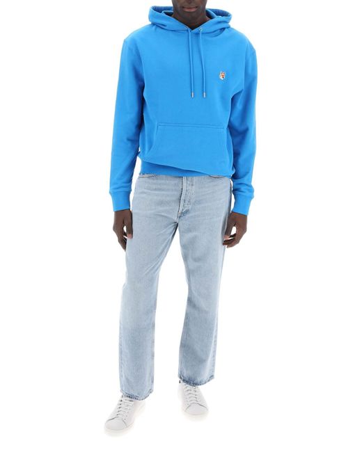 Maison Kitsuné Vos Head Cooded Sweatshirt in het Blue voor heren