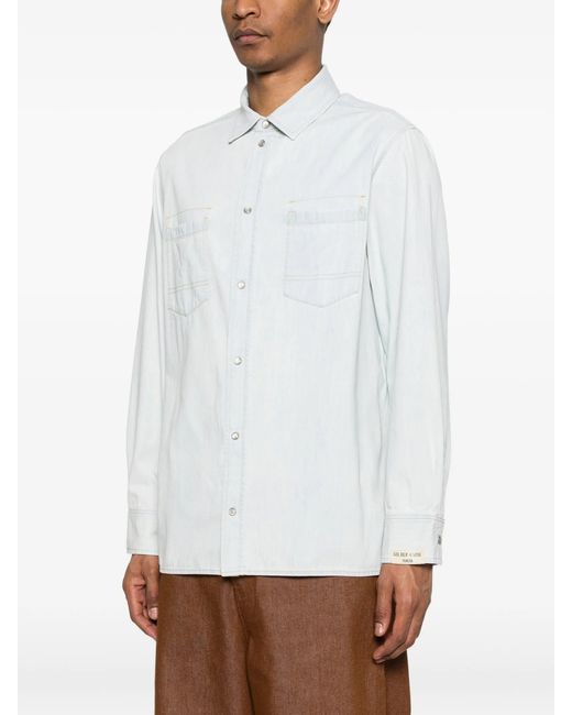 Golden Goose Deluxe Brand White Journey M's Over Shirt Pedro Pastel Full Sky Wash